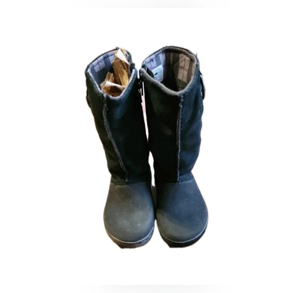 Crocs Black Buckle Boots Zip Up‎ Little Kids Girls Size C10 Winter Preppy